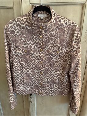St. John Sport by Marie Gray Textured Mauve and Cream Jean Jacket
